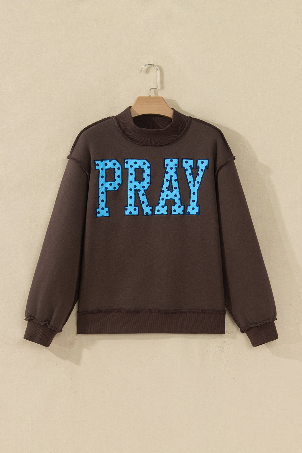 Gray PRAY Polka Dot Embroidered Mock Neck Sweatshirt