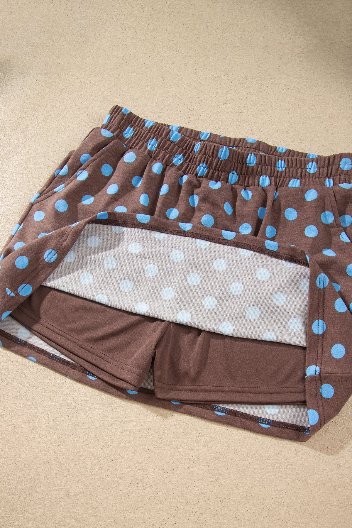 Orange Polka Dot Hooded Long Sleeve Top Casual Mini Skort Set