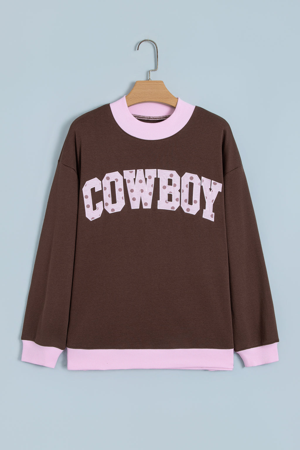 Grapefruit Orange Polka Dot Letter Graphic Colorblock Tunic Sweatshirt