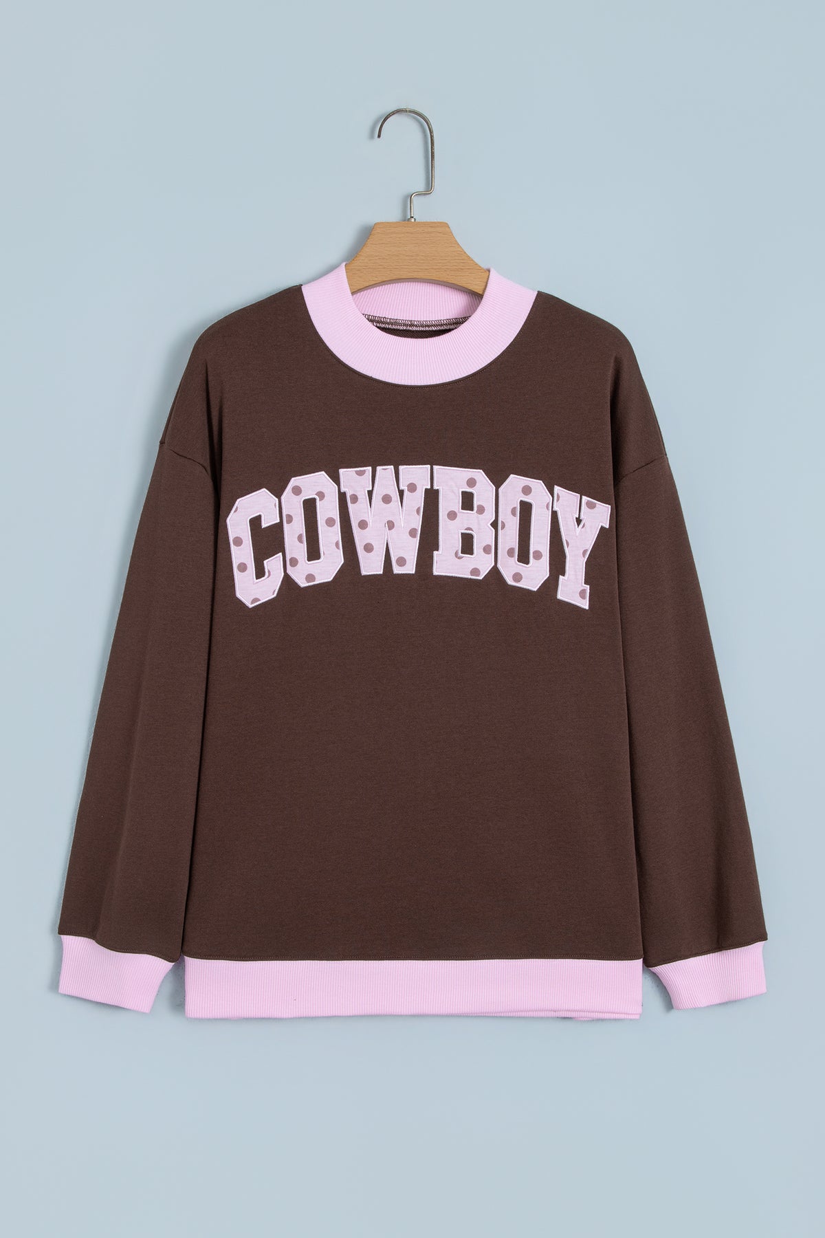 Grapefruit Orange Polka Dot Letter Graphic Colorblock Tunic Sweatshirt