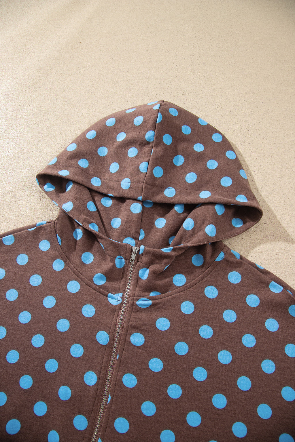 Orange Polka Dot Hooded Long Sleeve Top Casual Mini Skort Set