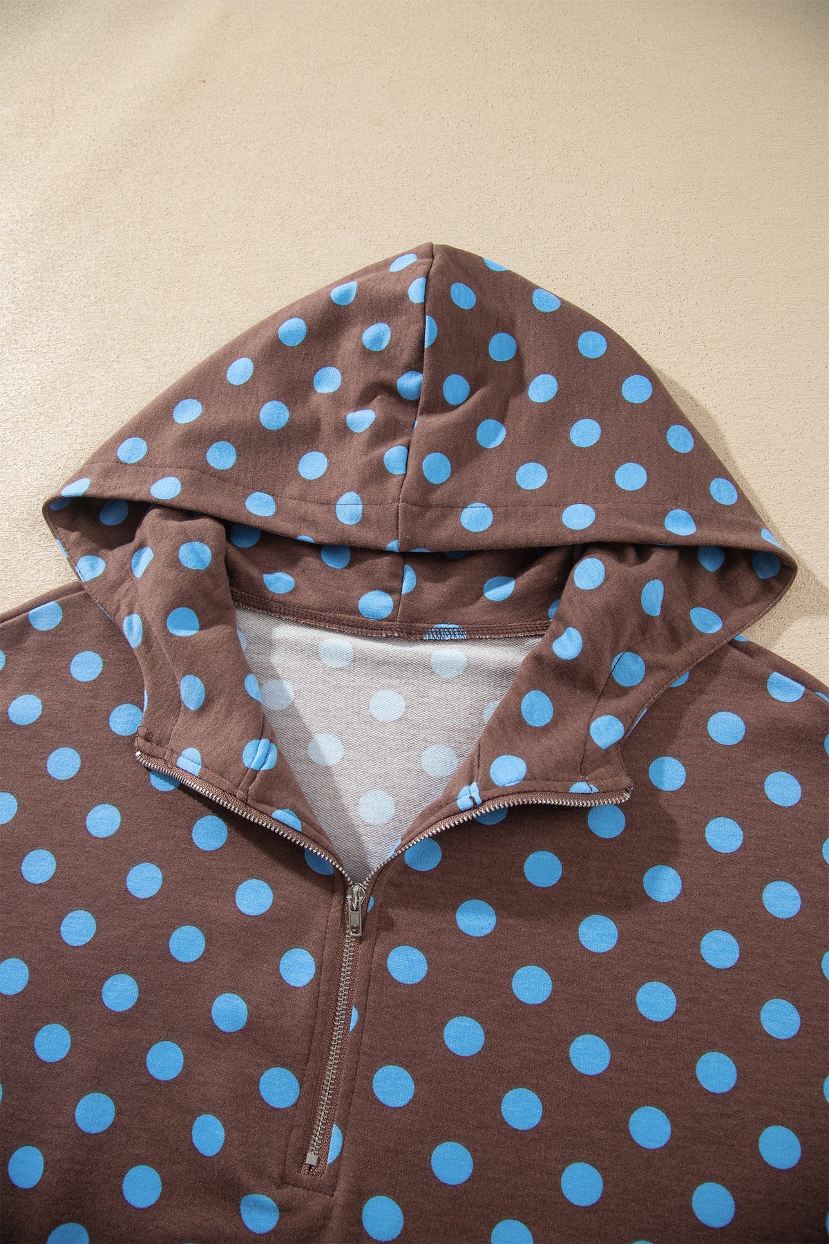Orange Polka Dot Hooded Long Sleeve Top Casual Mini Skort Set
